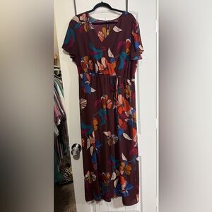 Maurices Burgundy Floral Maxi Dress